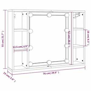 Zrcadlová skříňka s LED bílá 76 x 15 x 55 cm - obrázek 16