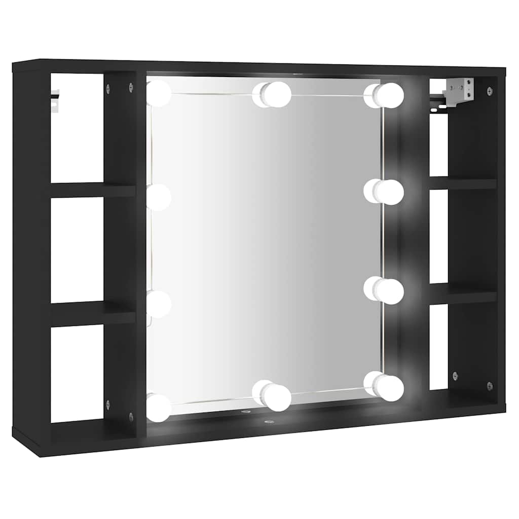 Thumbnail - vidaXL Spiegelschrank mit LED Schwarz 76x15x55 cm