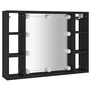 Zrcadlová skříňka s LED černá 76 x 15 x 55 cm - obrázek 3