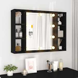 Zrcadlová skříňka s LED černá 76 x 15 x 55 cm - obrázek 4