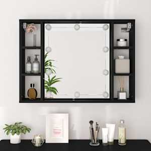 Zrcadlová skříňka s LED černá 76 x 15 x 55 cm - obrázek 5