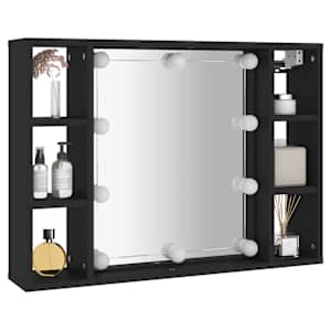 Zrcadlová skříňka s LED černá 76 x 15 x 55 cm - obrázek 6