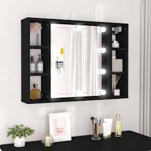 Zrcadlová skříňka s LED černá 76 x 15 x 55 cm - obrázek 1