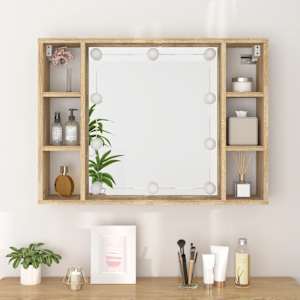 Zrcadlová skříňka s LED dub sonoma 76x15x55 cm - obrázek 5