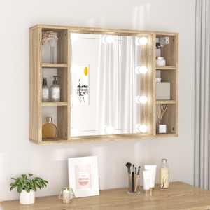 Zrcadlová skříňka s LED dub sonoma 76x15x55 cm - obrázek 1