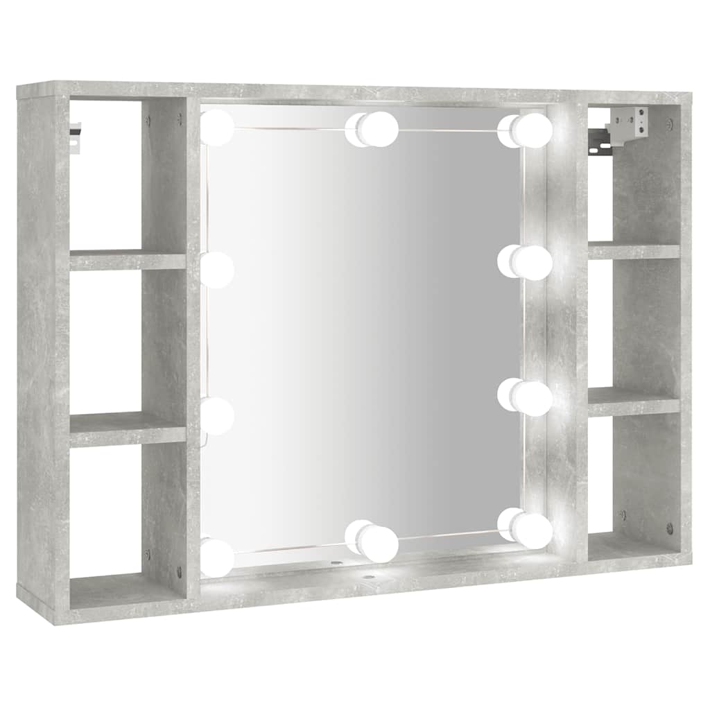 vidaXL Zrcadlová skříňka s LED betonově šedá 76 x 15 x 55 cm