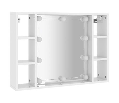 vidaXL Ormarić s ogledalom i LED svjetlima sjajni bijeli 76x15x55 cm