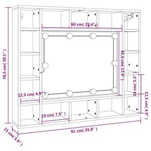 Zrcadlová skříňka s LED dub sonoma 91 x 15 x 76,5 cm - obrázek 16