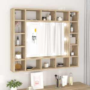 Zrcadlová skříňka s LED dub sonoma 91 x 15 x 76,5 cm - obrázek 1