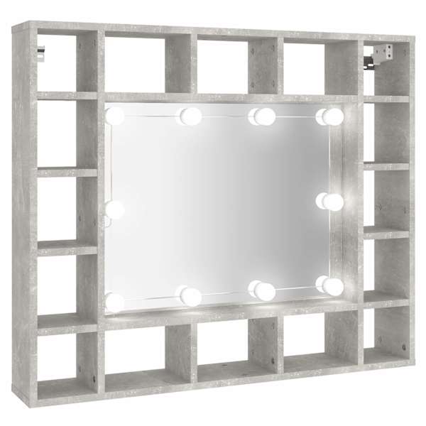 vidaXL peegelkapp LEDiga, betoonhall, 91x15x76,5 cm