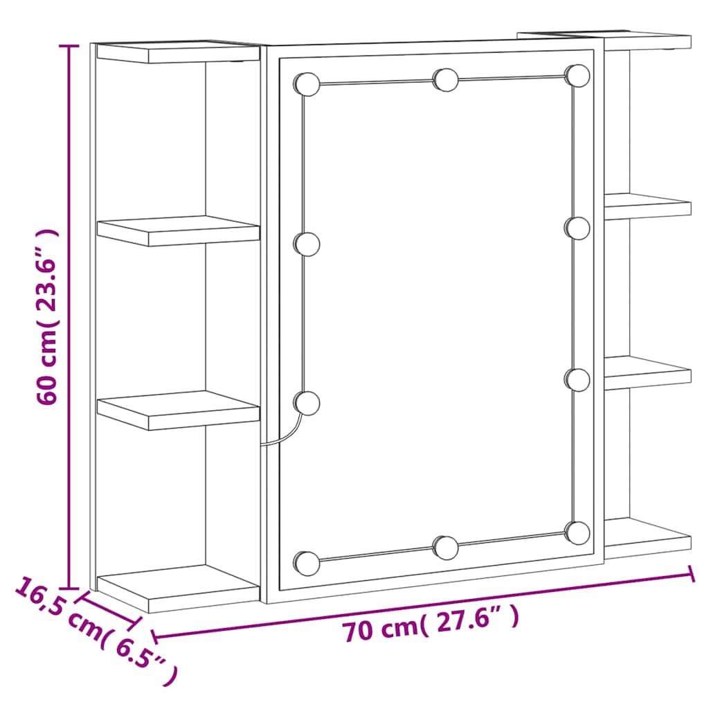 Zrcadlová skříňka s LED bílá 70 x 16,5 x 60 cm - obrázek 19
