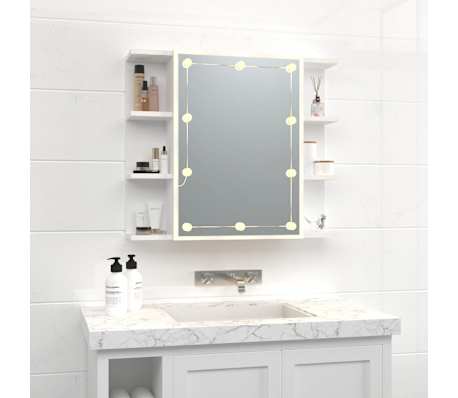 vidaXL Arm&aacute;rio espelhado com luzes LED 70x16,5x60 cm branco