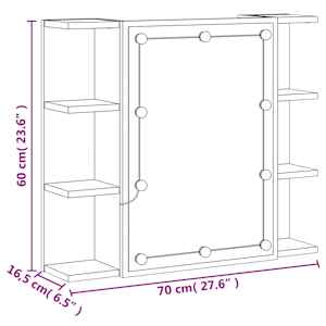 Zrcadlová skříňka s LED dub sonoma 70 x 16,5 x 60 cm - obrázek 19