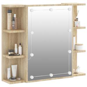 Zrcadlová skříňka s LED dub sonoma 70 x 16,5 x 60 cm - obrázek 6