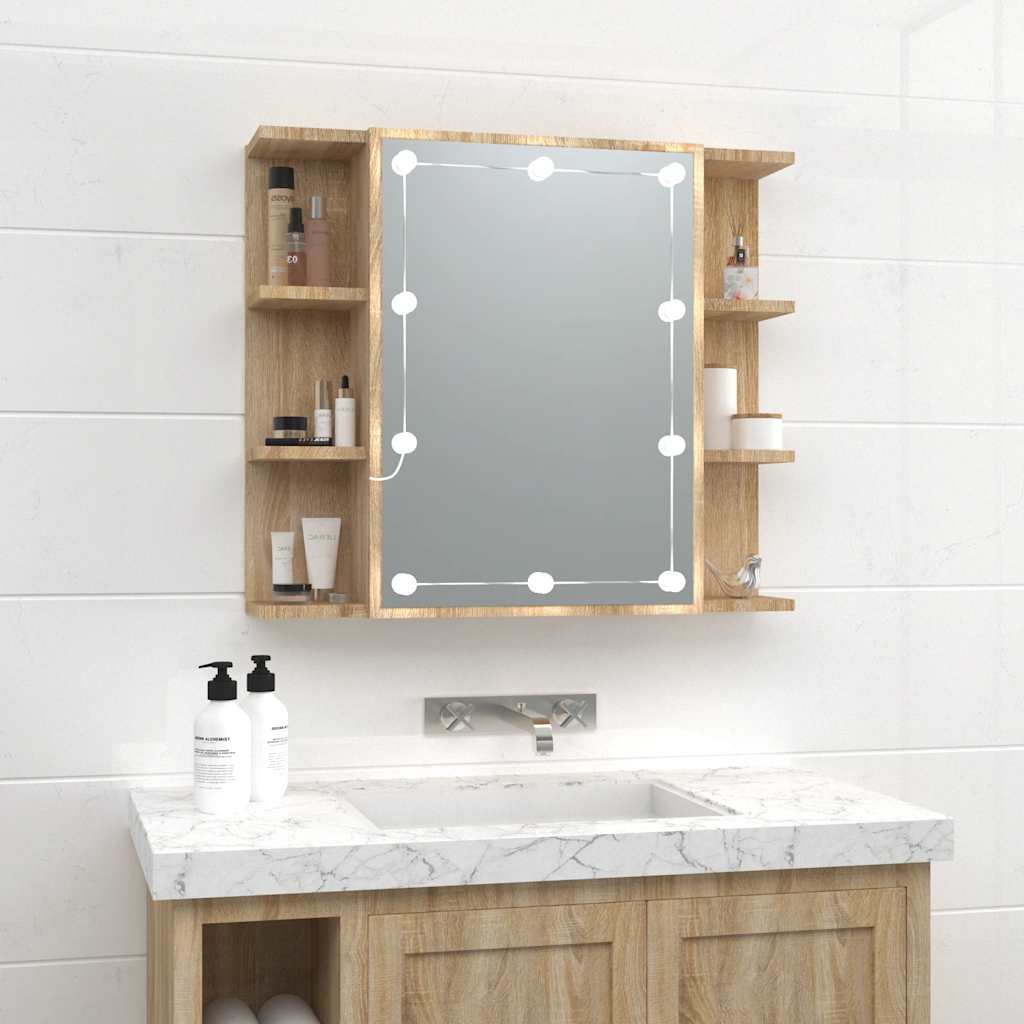 Thumbnail - vidaXL Spiegelschrank mit LED Sonoma-Eiche 70x16,5x60 cm