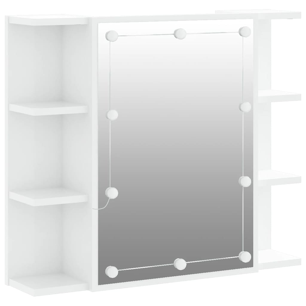vidaXL Zrcadlová skříňka s LED bílá s vysokým leskem 70 x 16,5 x 60 cm