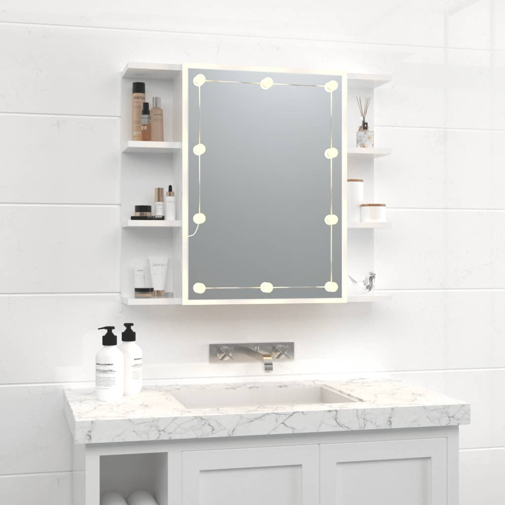 vidaXL Armoire à miroir avec LED Blanc brillant 70x16,5x60 cm