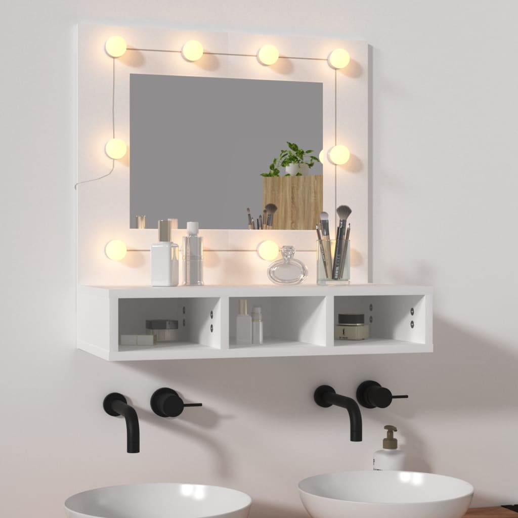 vidaXL Peilikaappi LED-valoilla valkoinen 60×31,5×62 cm