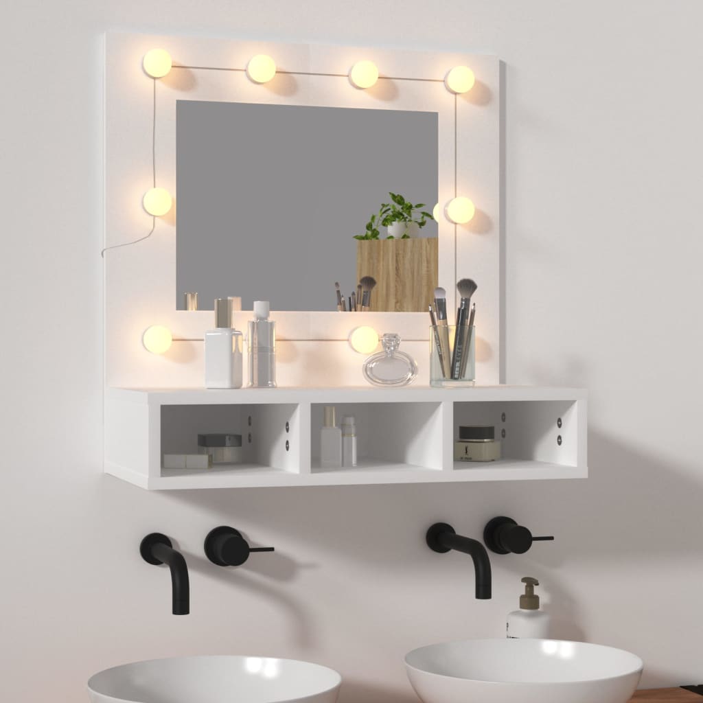 vidaXL Szafka z lustrem i owietleniem LED, biaa, 60x31,5x62 cm