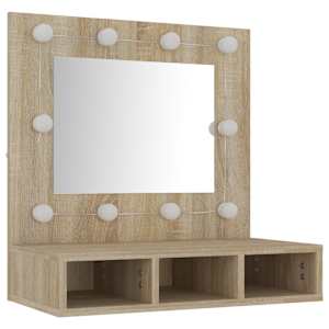 Zrcadlová skříňka s LED dub sonoma 60 x 31,5 x 62 cm - obrázek 4