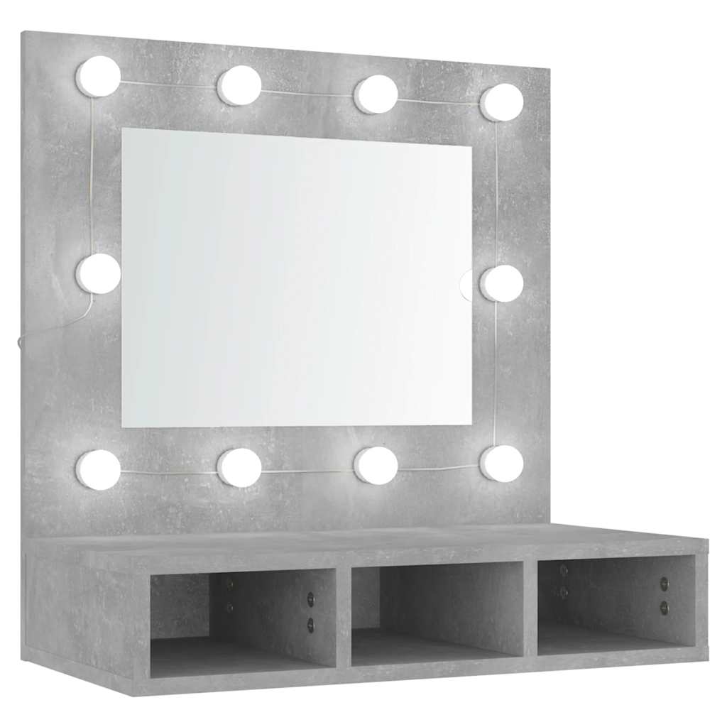 vidaXL Zrcadlová skříňka s LED betonově šedá 60 x 31,5 x 62 cm