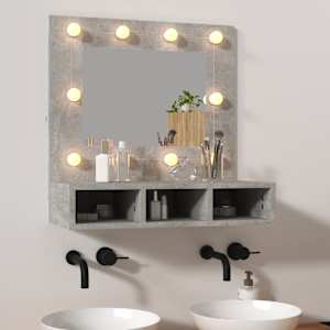 Zrcadlová skříňka s LED betonově šedá 60 x 31,5 x 62 cm - obrázek 1