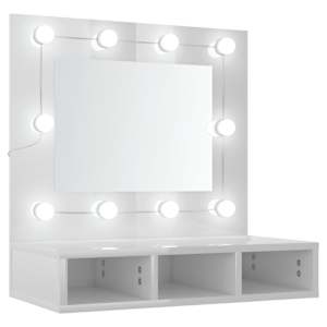 Zrcadlová skříňka s LED bílá s vysokým leskem 60x31,5x62 cm - obrázek 2