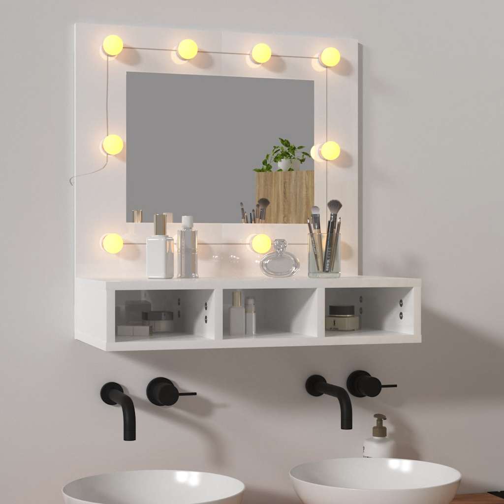 Armoire à miroir avec LED Blanc brillant 60x31,5x62 cm