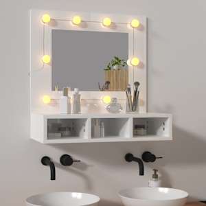 Zrcadlová skříňka s LED bílá s vysokým leskem 60x31,5x62 cm - obrázek 1
