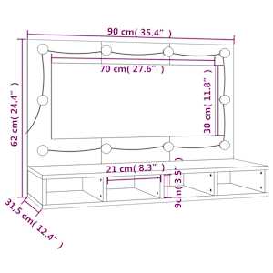 Zrcadlová skříňka s LED bílá 90x31,5x62 cm - obrázek 15