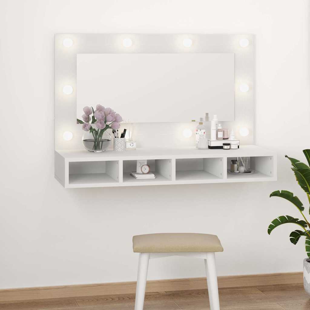 vidaXL Szafka z lustrem i owietleniem LED, biaa, 90x31,5x62 cm