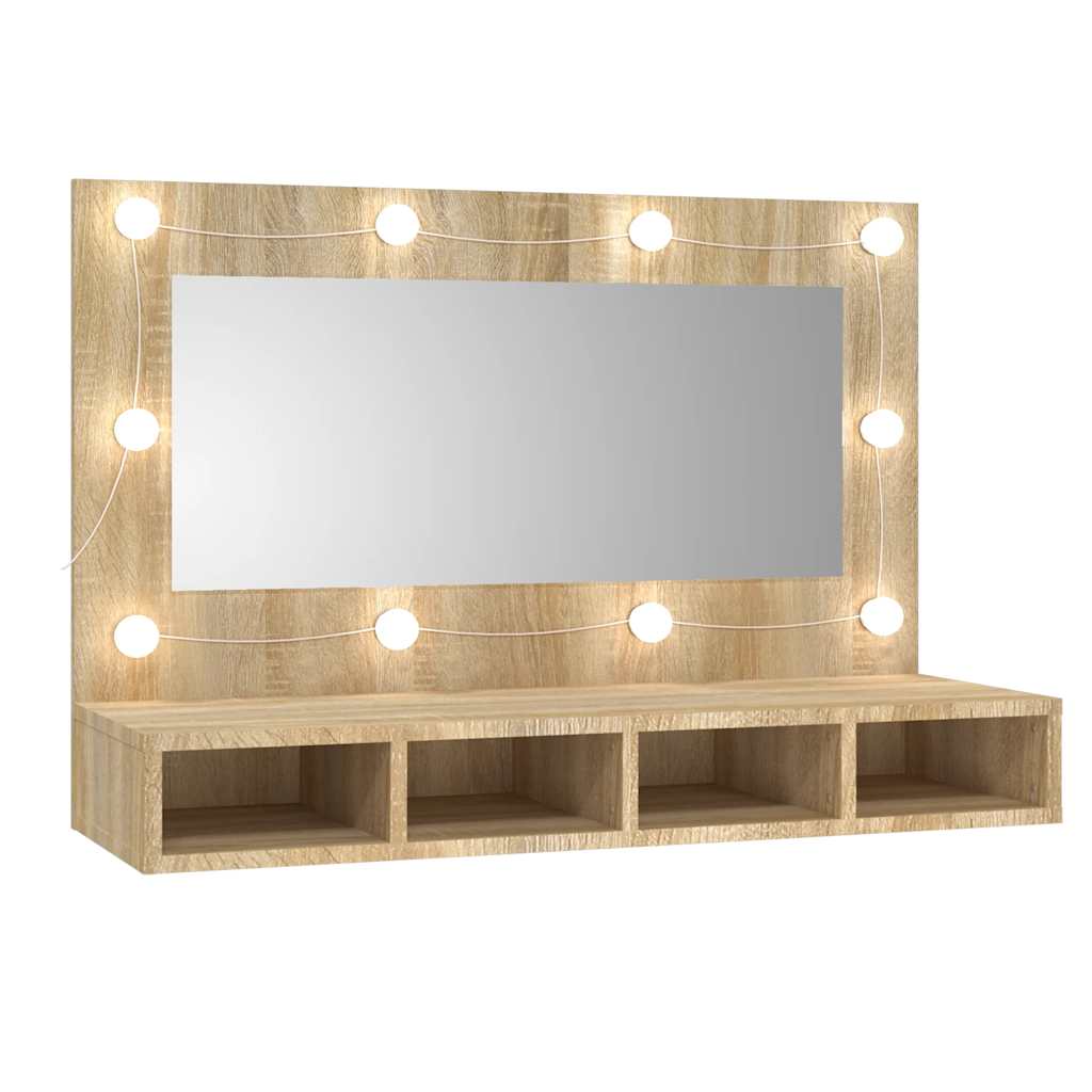 vidaXL Zrcadlová skříňka s LED dub sonoma 90x31,5x62 cm