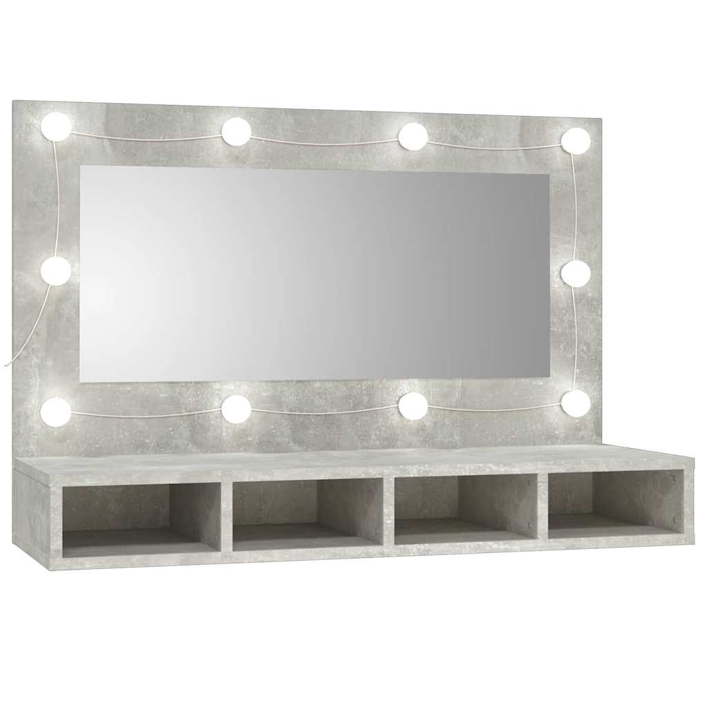 vidaXL Szafka z lustrem i owietleniem LED, szary beton, 90x31,5x62 cm