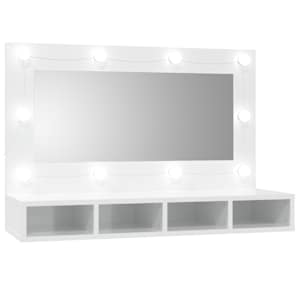 Zrcadlová skříňka s LED bílá s vysokým leskem 90x31,5x62 cm - obrázek 2