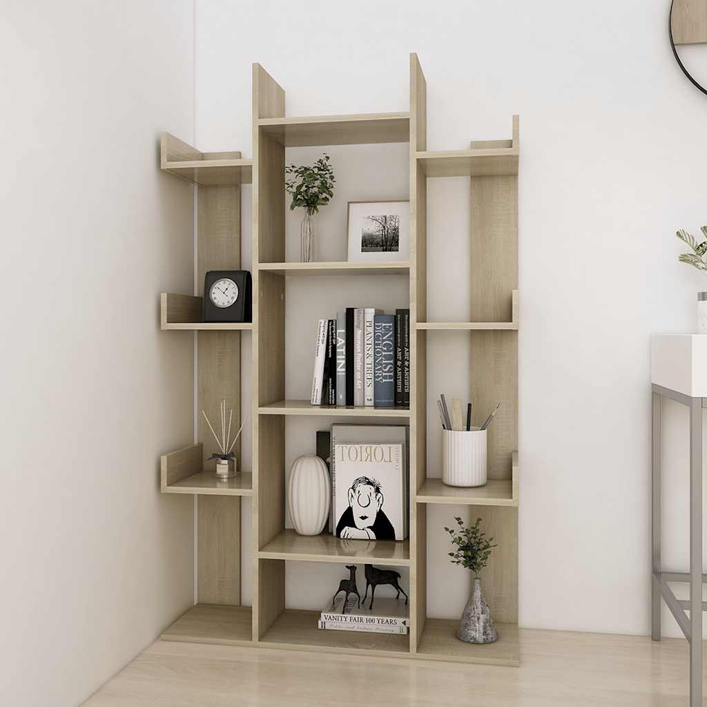 vidaXL Boekenkast 86x25,5x140 cm bewerkt hout sonoma eikenkleurig afbeelding