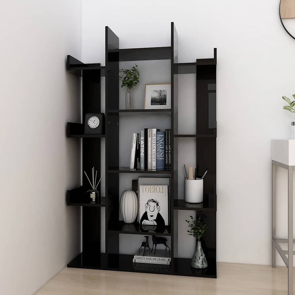 

vidaXL Boekenkast 86x25,5x140 cm spaanplaat hoogglans zwart