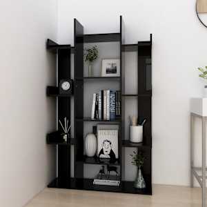 vidaXL Kirjahylly korkeakiilto musta 86x25,5x140 cm lastulevy