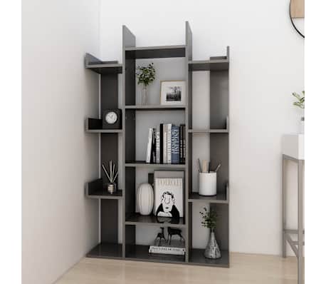 vidaXL Kirjahylly korkeakiilto harmaa 86x25,5x140 cm lastulevy