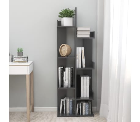 vidaXL Book Cabinet Grey 48x25.5x140 cm Engineered Wood