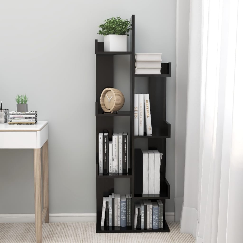 

vidaXL Boekenkast 48x25,5x140 cm spaanplaat hoogglans zwart
