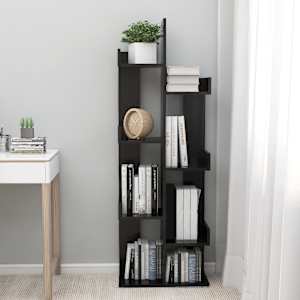 vidaXL Kirjahylly korkeakiilto musta 48x25,5x140 cm lastulevy