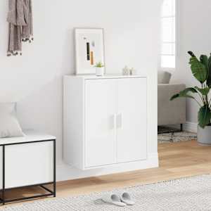 vidaXL Shoe Cabinet High Gloss White 60x35x70 cm Engineered Wood