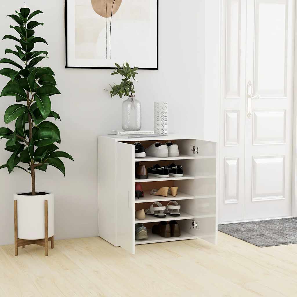 vidaXL Pantofar, alb extralucios, 60x35x70 cm, PAL