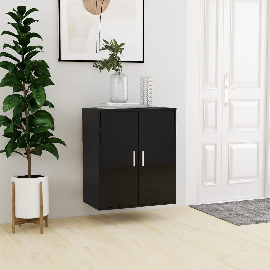 

vidaXL Schoenenkast 60x35x70 cm spaanplaat hoogglans zwart