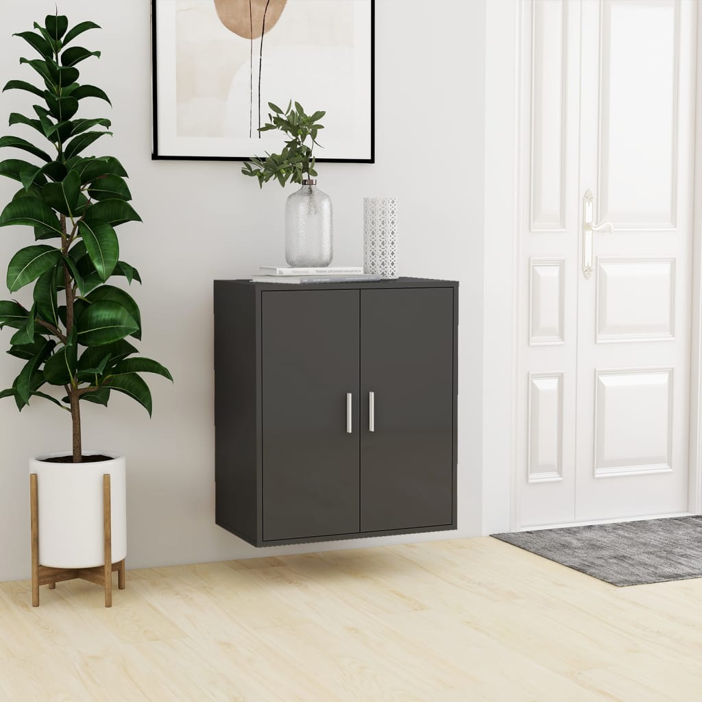 vidaXL Shoe Cabinet High Gloss Grey 60x35x70 cm Engineered Wood