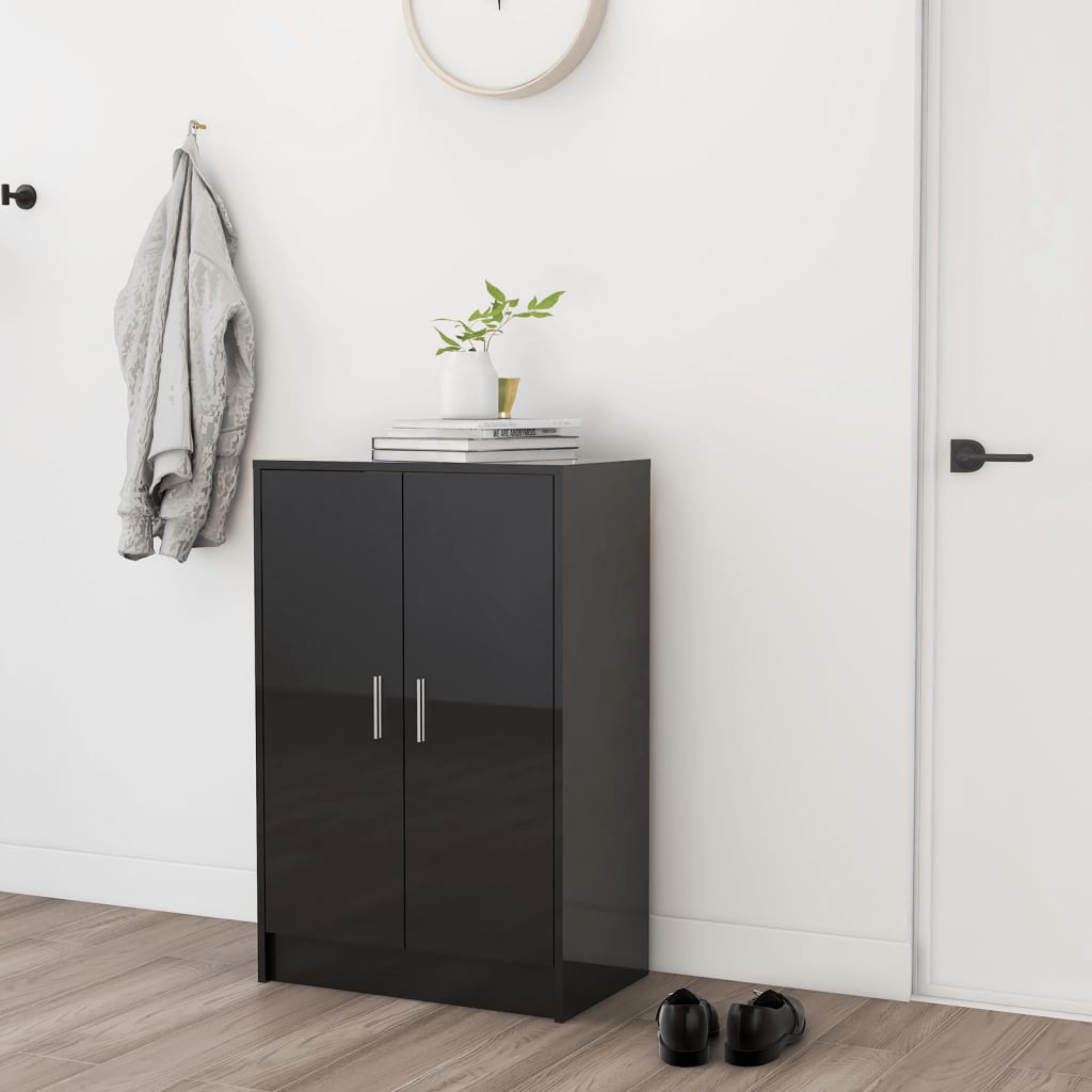 

vidaXL Schoenenkast 60x35x92 cm spaanplaat hoogglans zwart