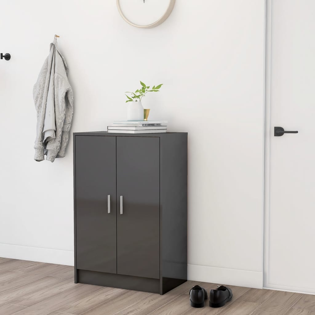 

vidaXL Schoenenkast 60x35x92 cm spaanplaat hoogglans grijs