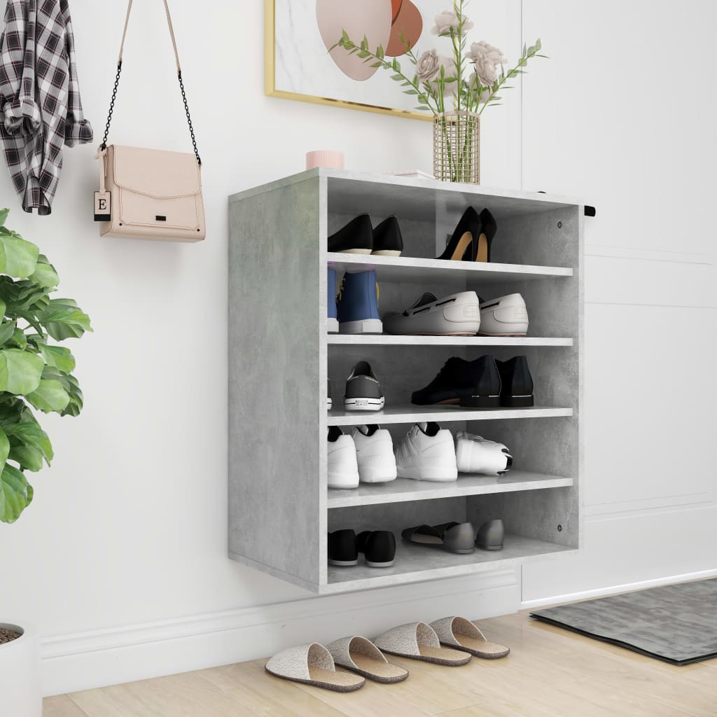 

vidaXL Schoenenkast 60x35x70 cm spaanplaat betongrijs