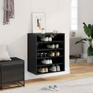 vidaXL Spintelė batams, juodos spalvos, 60x35x70cm, MDP, ypač blizgi