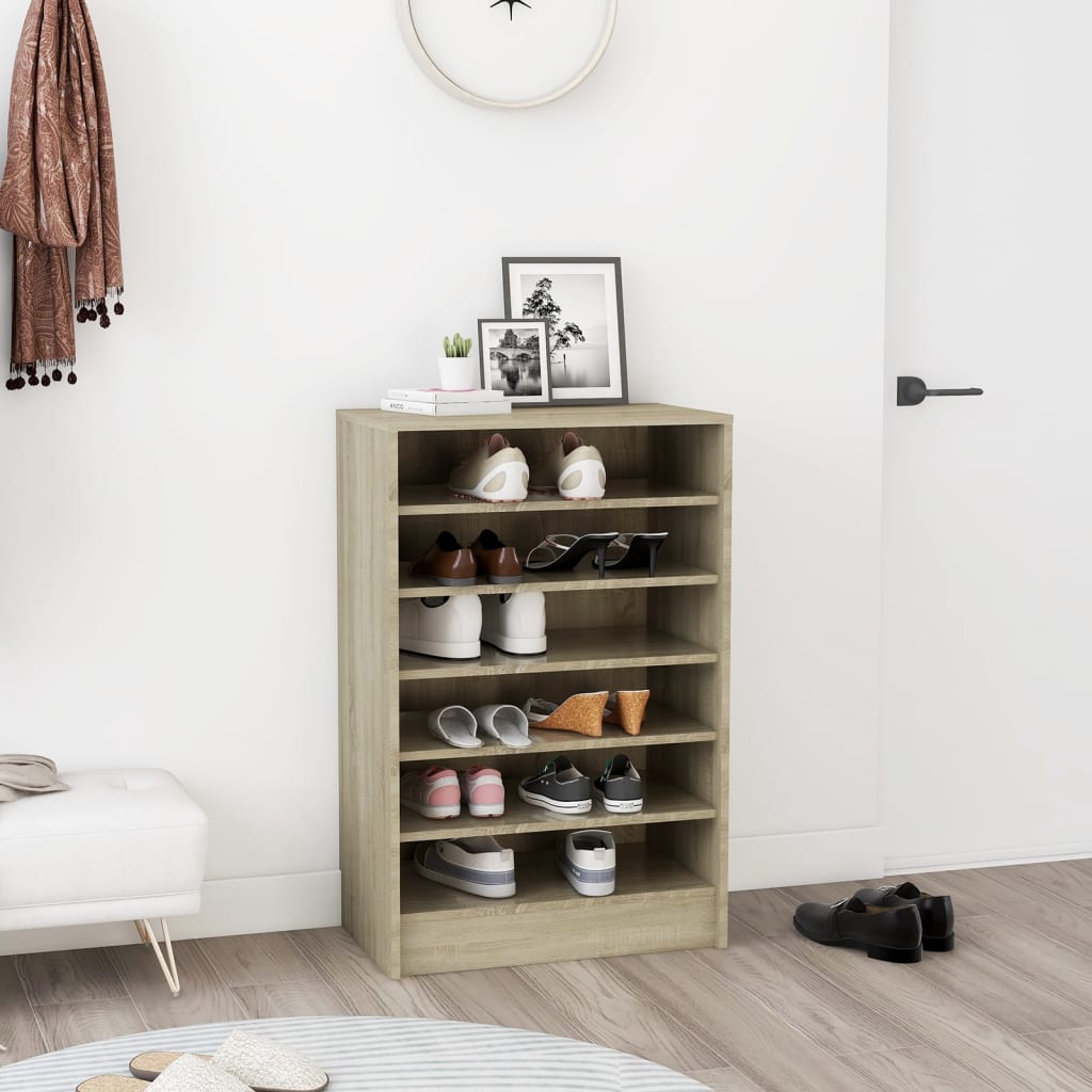 vidaXL Schoenenkast 60x35x92 cm bewerkt hout sonoma eikenkleurig afbeelding